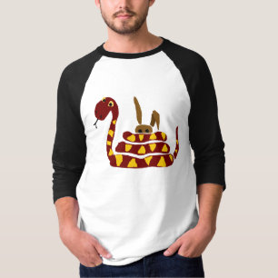WX- Funny Snake Squeezing Rabbit Cartoon T-Shirt