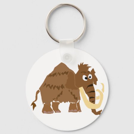 Wx- Funny Woolly Mammoth Primitive Art Keychain