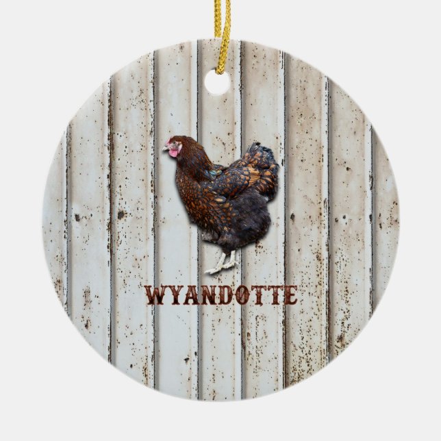 Wyandotte Chicken Ceramic Ornament (Front)