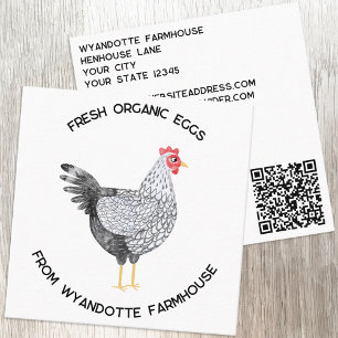 Wyandotte Chicken Farm Eggs QR Code Square Business Card