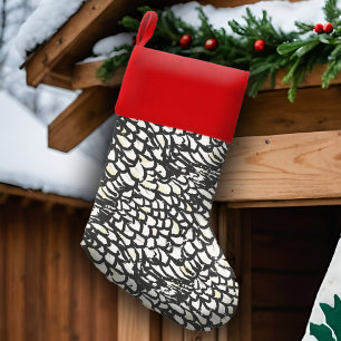 Wyandotte Chicken Feather Black & White Poultry Christmas Stocking