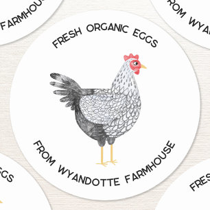 Wyandotte Chicken Fresh Organic Eggs Farm Classic Round Sticker