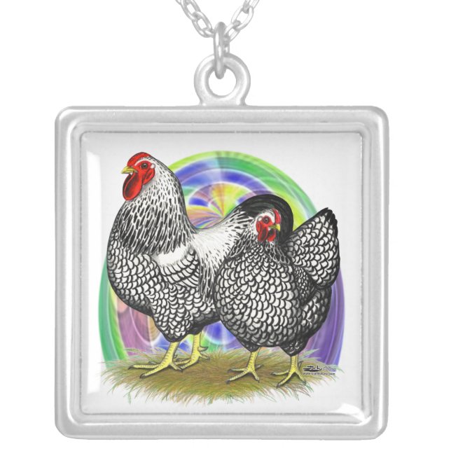 Wyandotte:  Easter Egg Pair Silver Plated Necklace (Front)