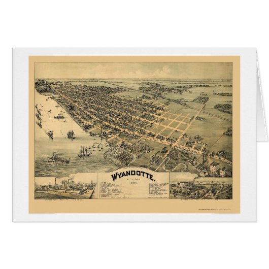 Wyandotte, MI Panoramic Map - 1896 Cards (Front Horizontal)