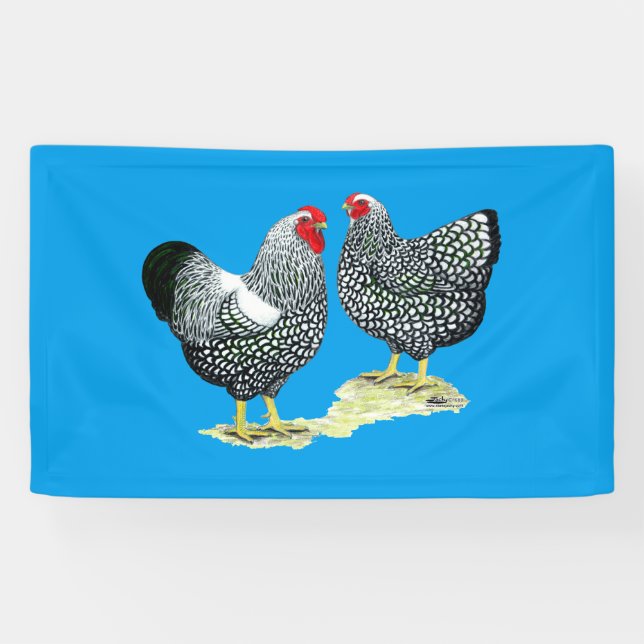 Wyandottes Silver-laced Pair Banner (Horizontal)