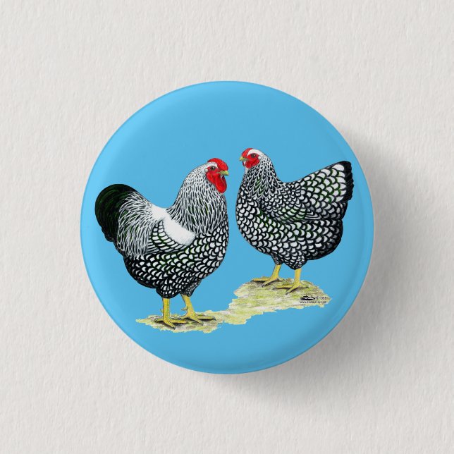 Wyandottes Silver-laced Pair Button (Front)