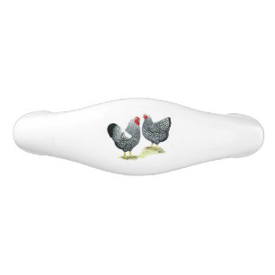 Wyandottes Silver-laced Pair Ceramic Drawer Pull
