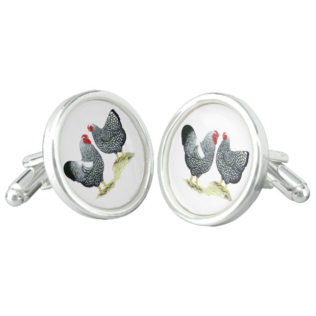 Wyandottes Silver-laced Pair Cufflinks (Angled)