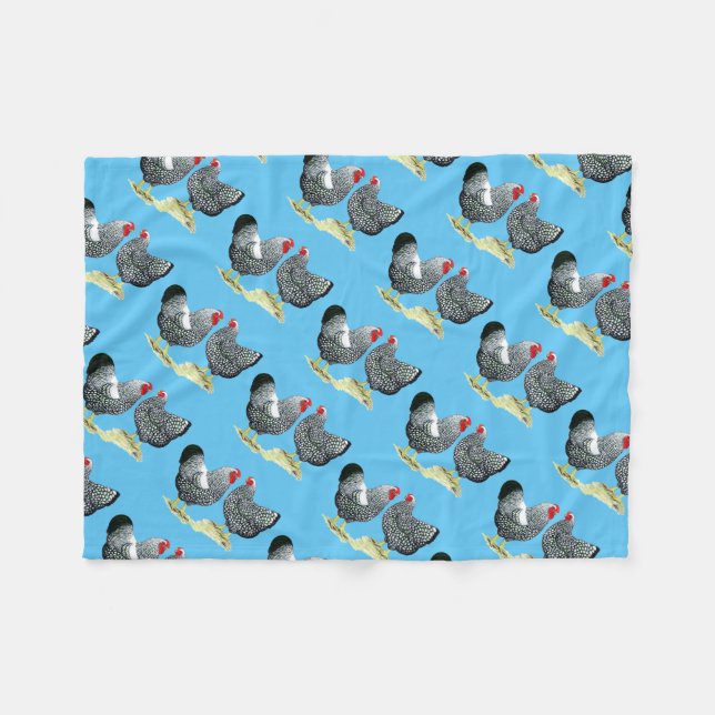 Wyandottes Silver-laced Pair Fleece Blanket (Front (Horizontal))