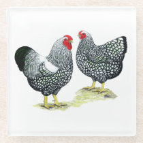 Wyandottes Silver-laced Pair Glass Coaster