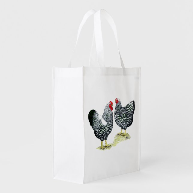Wyandottes Silver-laced Pair Grocery Bag (Back Side)