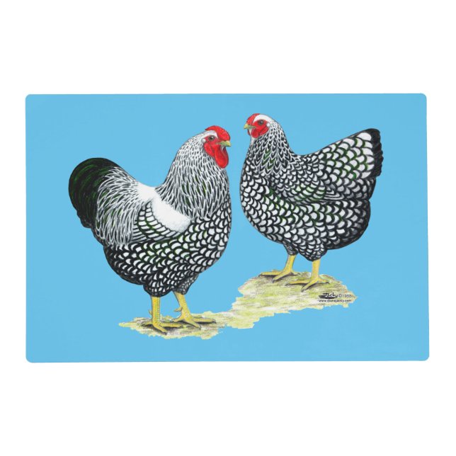 Wyandottes Silver-laced Pair Placemat (Front)