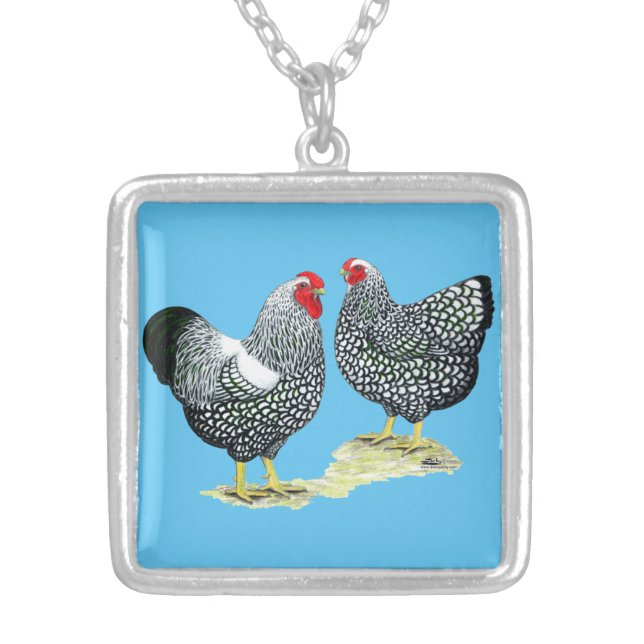 Wyandottes Silver-laced Pair Silver Plated Necklace (Front)