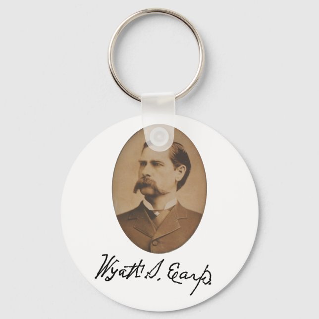 Wyatt Earp Portrait and Signature Keychain (Front)