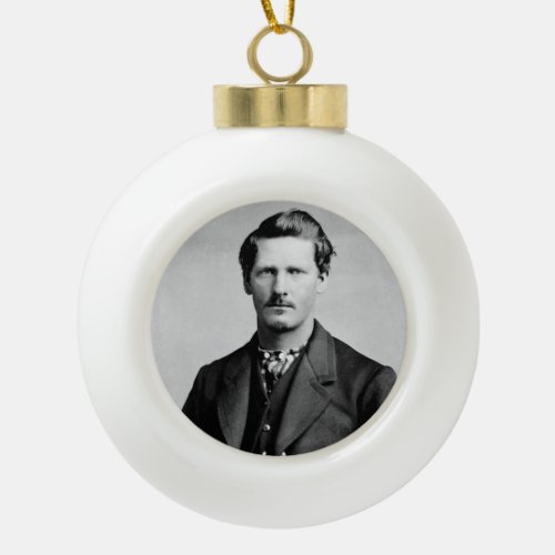 Wyatt Earp Sheriff  Gunfighter Old West Ceramic Ball Christmas Ornament