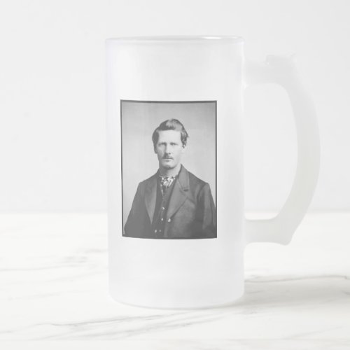 Wyatt Earp Sheriff  Gunfighter Old West Frosted Glass Beer Mug
