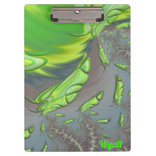 WYATT ~ Silver Gray and Green design Clipboard