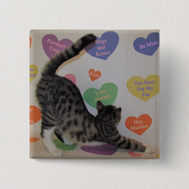Wyatt's Valentine's Day - Cat Conversation Hearts Button (Front)
