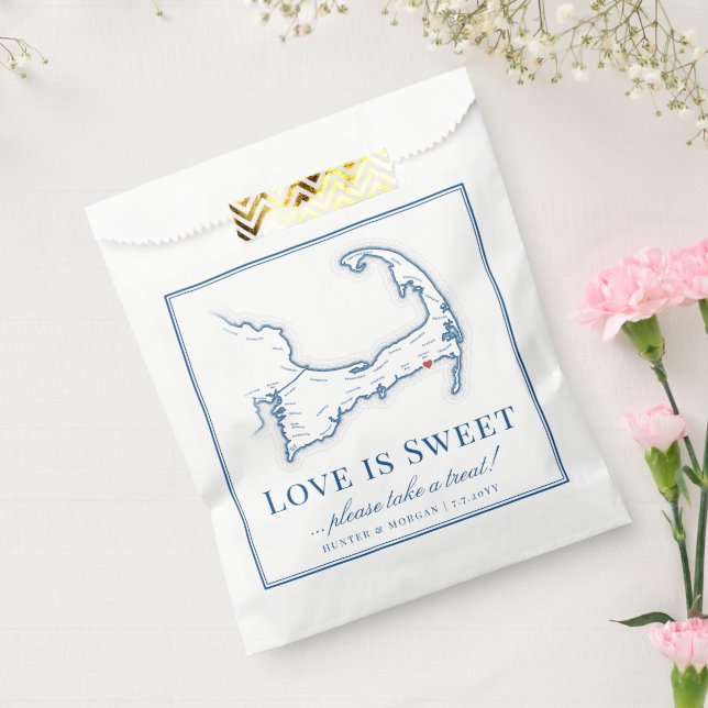 Wychmere Beach Club Cape Cod Map Wedding Favor Bag (Sealed)