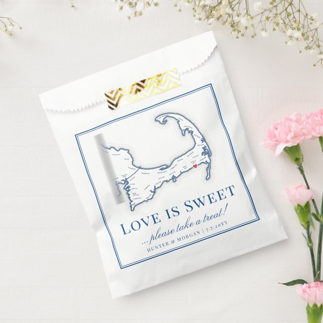 Wychmere Beach Club Cape Cod Map Wedding Favor Bag (Sealed)