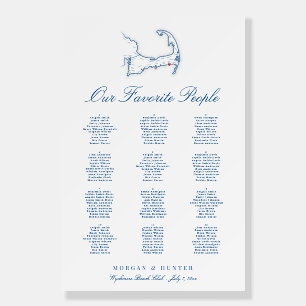 Wychmere Beach Club Wedding 12 table Seating Chart Foam Board