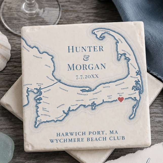 Wychmere Beach Club Wedding Favor Cape Cod Map Stone Coaster (Wychmere Beach Club Wedding Stone Coaster Cape Cod Map Wedding Favor by Coastal Map Designs)