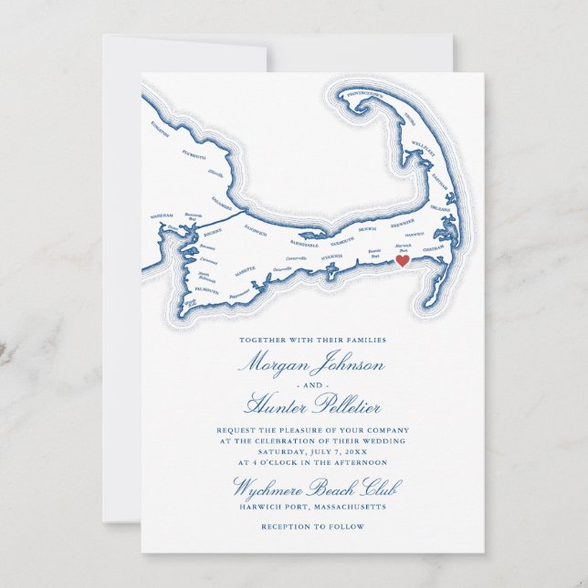 Wychmere Beach Club Wedding Invitation | Cape Cod  (Front)