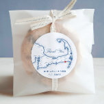 Wychmere Cape Cod Map Thank You Wedding Favor Classic Round Sticker<br><div class="desc">These Harwich Port,  MA map sticker seals are perfect for wedding cookie packaging,  favor bags,  envelopes or welcome gifts for your Wychmere Beach Club Wedding. Move the heart by clicking "Edit Using design tool" under "Personalize".</div>