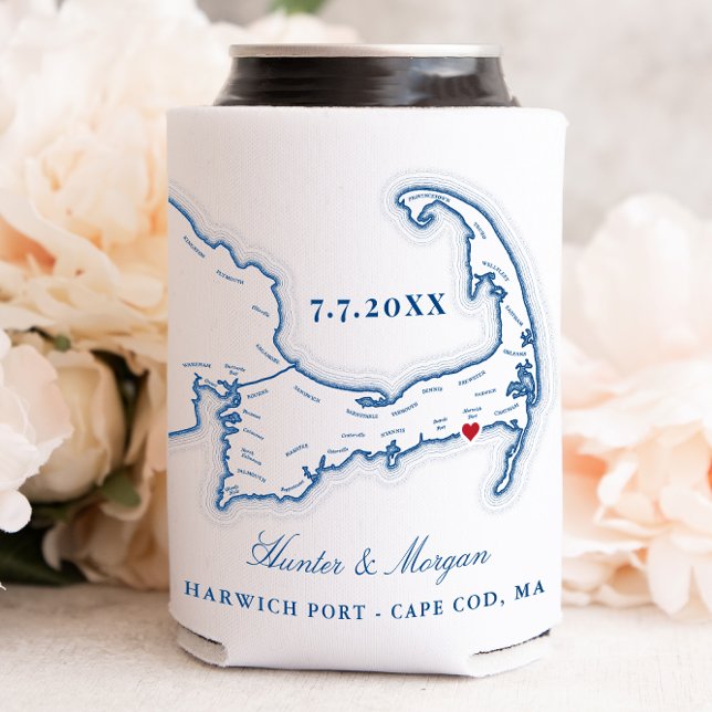 Wychmere Harwich Port Cape Cod Wedding Favor Can Cooler (These custom Cape Cod can cooler aka Coozies are perfect wedding favors for  Wychmere Beach Club)
