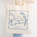 Wychmere Harwich Port MA Wedding Favor Welcome Tote Bag<br><div class="desc">These custom Cape Cod map tote bags are the perfect wedding favor to welcome your guests to your Wychmere Beach Club destination wedding in Harwich Port, MA. Fill them with "Welcome to Cape Cod" welcome bag goodies, or customize them as gifts for your wedding party. Move the heart by clicking...</div>