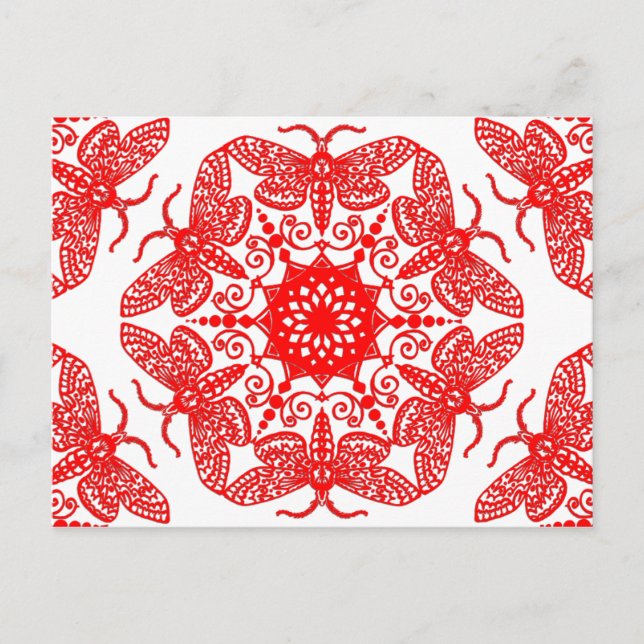 Wycinanka Moth Pattern Postcard (Front)