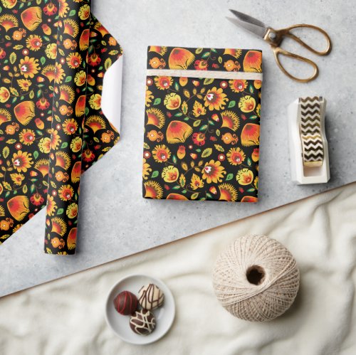 Wycinanki Autumn Folklore Wrapping Paper