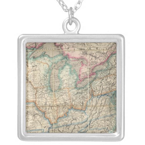 Wylds Military Map Of The United States Silver Plated Necklace