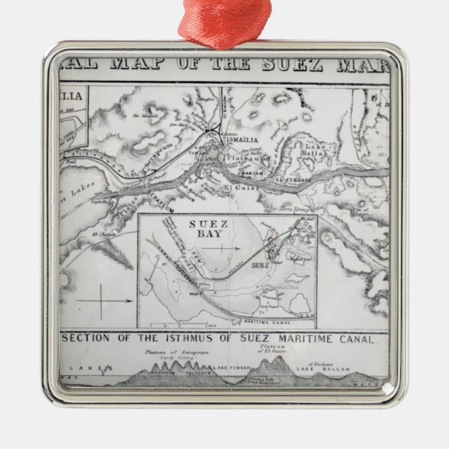 Wyld's Official Map of the Suez Maritime Canal Metal Ornament (Front)