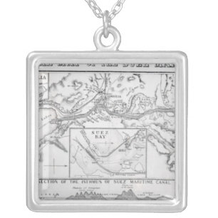 Wyld's Official Map of the Suez Maritime Canal Silver Plated Necklace