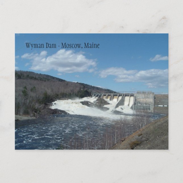 Wyman Dam Hydro Station, Moscow, Maine Postcard (Front)