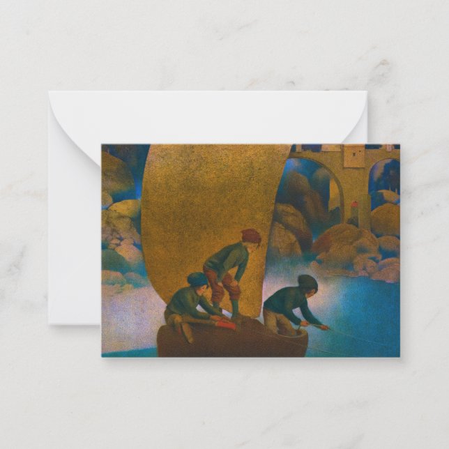 Wynken, Blynken and Nod, 1905 by Maxfield Parrish Note Card (Front)