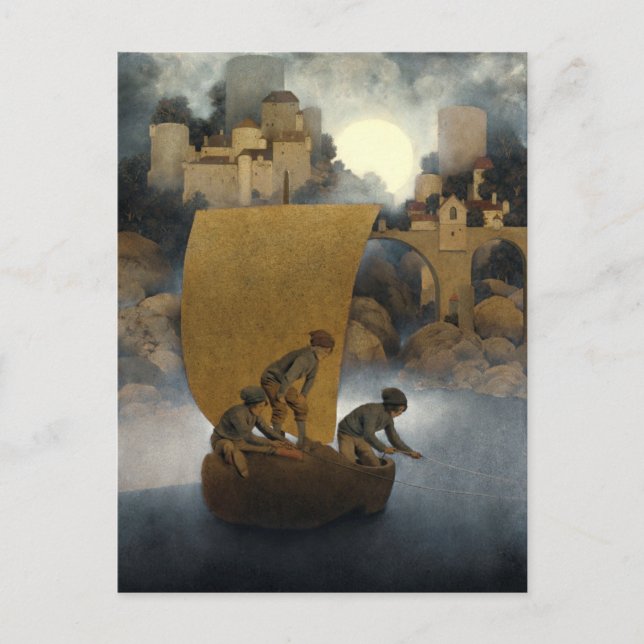 Wynken, Blynken, and Nod by Maxfield Parrish 1902 Postcard (Front)