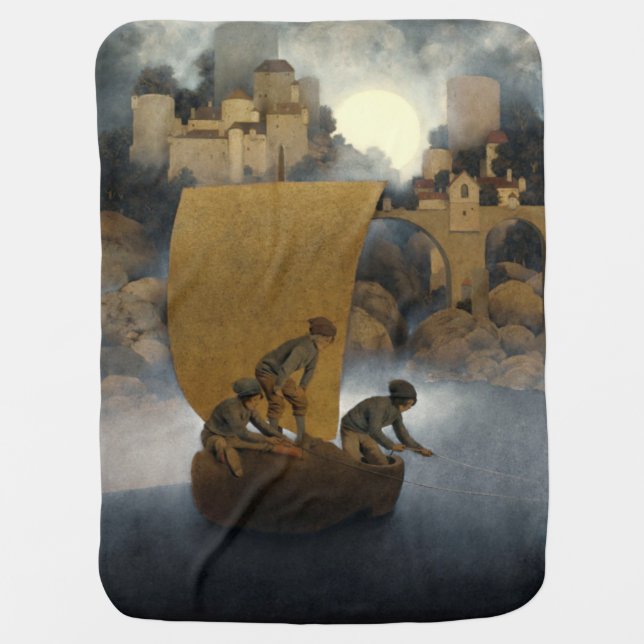 Wynken, Blynken, and Nod by Maxfield Parrish Baby Blanket (Front)