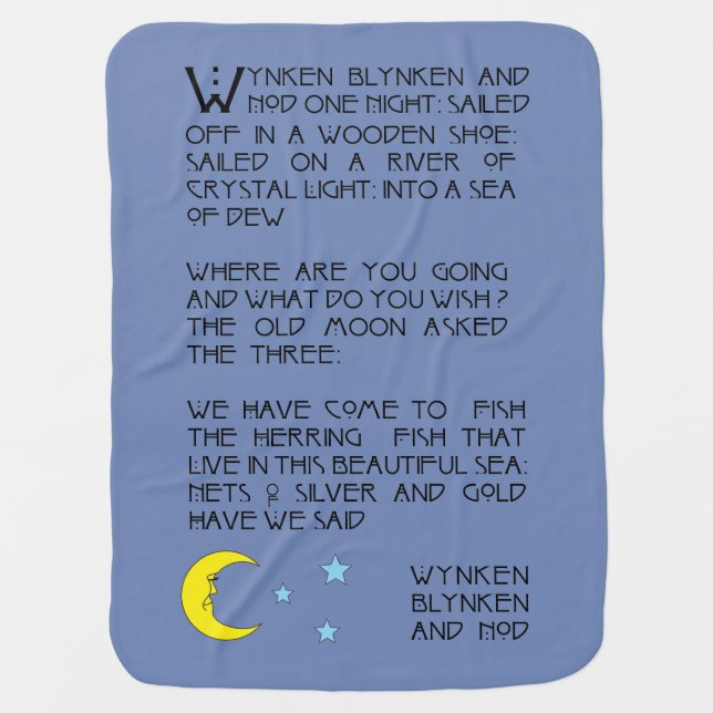 Wynken, Blynken, and Nod Stroller Blanket (Front)