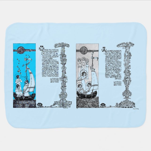 Wynken, Blynken, & Nod by Jessie Marion King Baby Blanket (Horizontal)