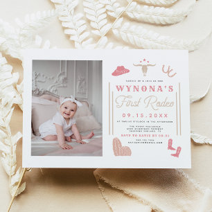 WYNONA Blush Pink 1st Rodeo Cowgirl Birthday Invitation
