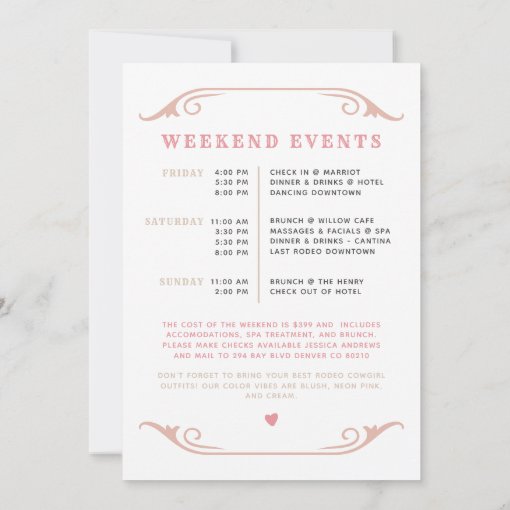 Wynona Blush Pink Last Rodeo Cowgirl Bachelorette Invitation Zazzle 8223