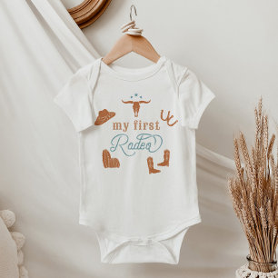 WYNONA Boho Terracotta 1st Rodeo Cowboy Country Baby Bodysuit