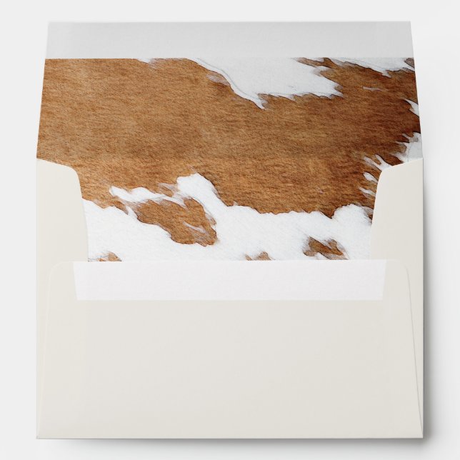 WYNONA Brown Cow Print Country Western Ranch Theme Envelope (Back (Bottom))