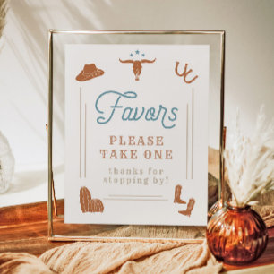 WYNONA Burnt Orange Blue Cowboy Favor Sign