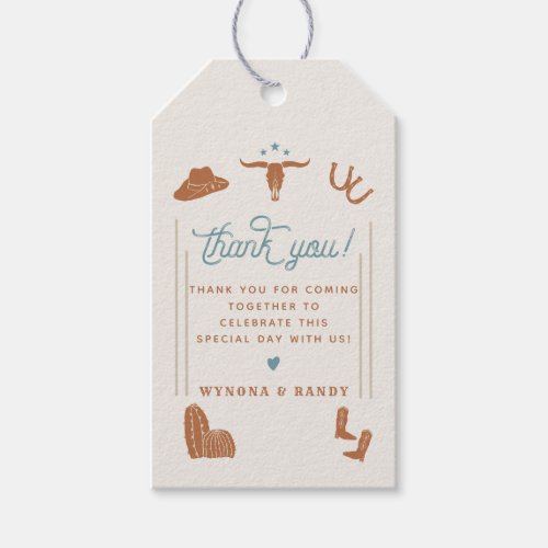 WYNONA Burnt Orange Boho Rodeo Cowboy Theme Gift T Gift Tags