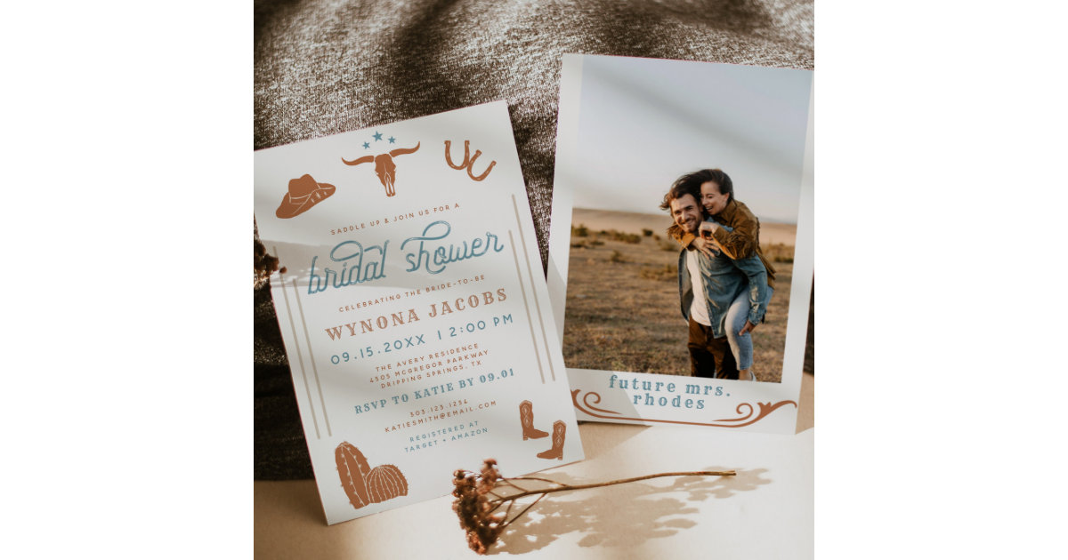 Wynona Burnt Orange Cowgirl Rodeo Bridal Shower In Invitation Zazzle 0847