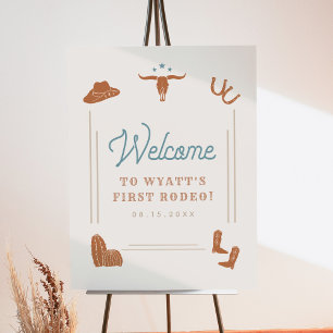 WYNONA Cowboy First Rodeo Birthday Welcome Foam Board