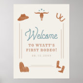WYNONA Cowboy First Rodeo Birthday Welcome Poster | Zazzle